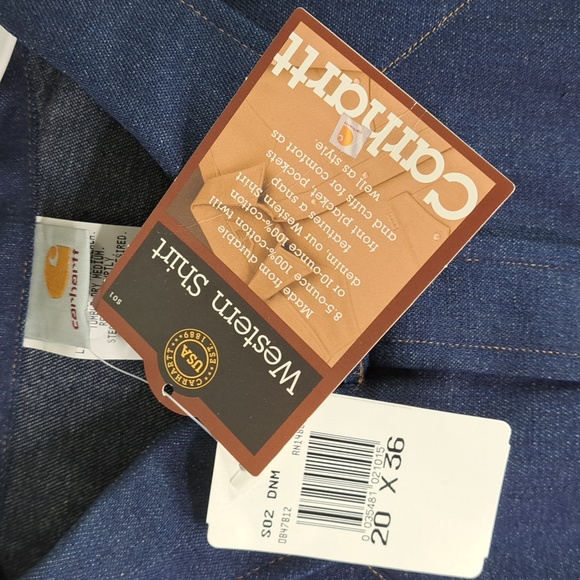 Carhartt Vintage Western Denim Pearl Snap Shirt Size 20x36 🇺🇸(3XL-4XL) - Picture 3 of 11